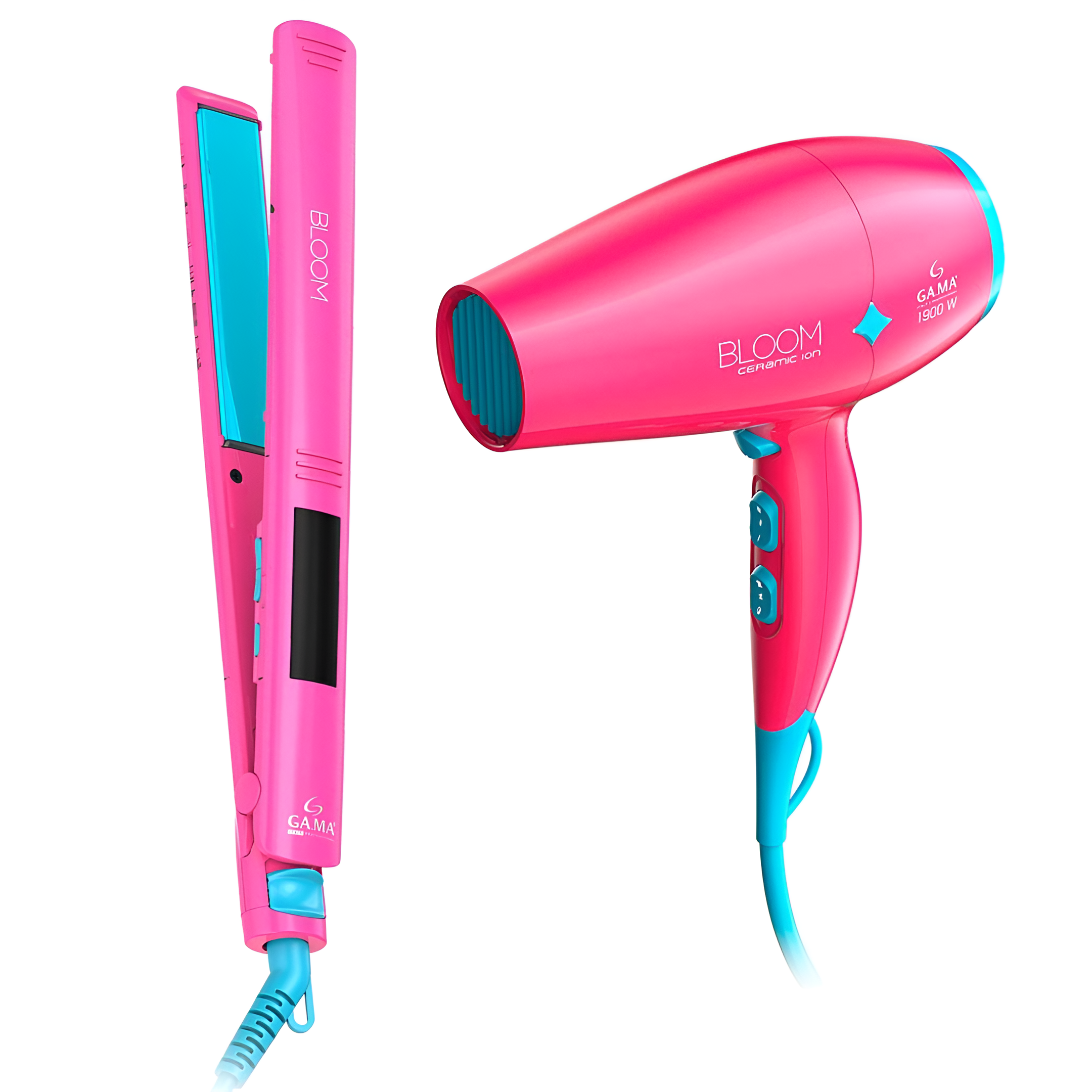 Set GAMA Italy Secador Bloom + Planchita Elegance Led Bloom Pink®
