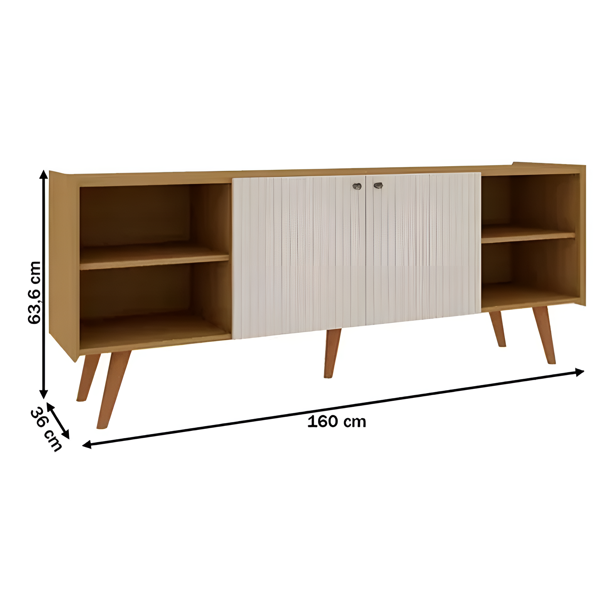 Rack Tv Moderno 2 Puertas 2 Estantes Internos Color Madera®
