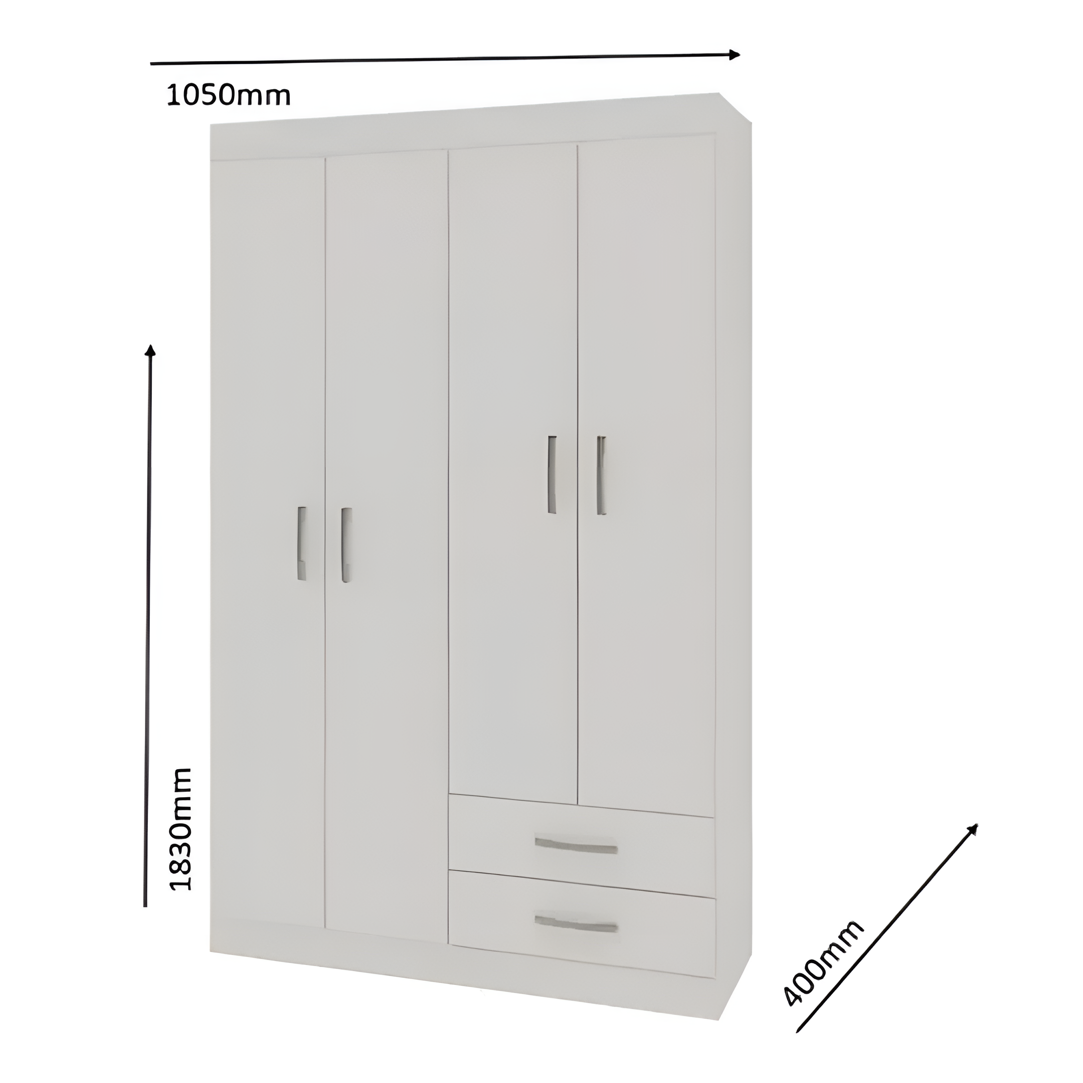 Ropero Elegante Minimalista 4 Puertas 2 Cajones Mdf Blanco®