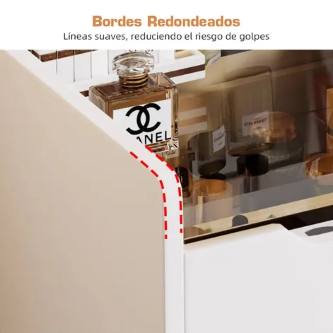 Mesa De Luz Estilo Tocador Con Espejo Y Cajones Mdf Blanco®