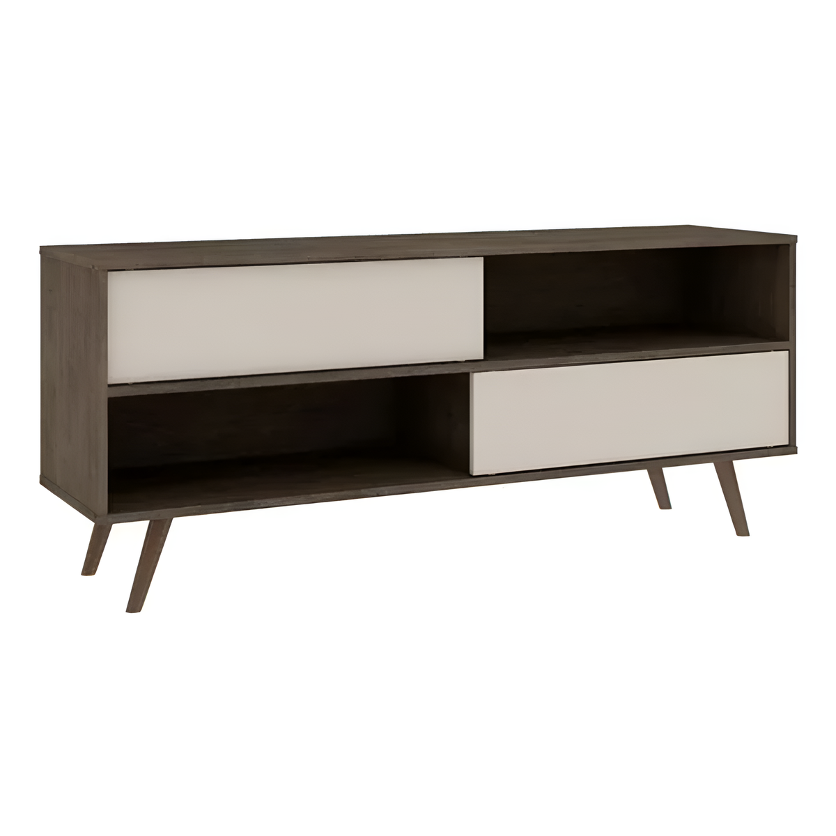 Rack Minimalista Tv 2 Puertas 2 Estantes Mdf Marrón Y Blanco®