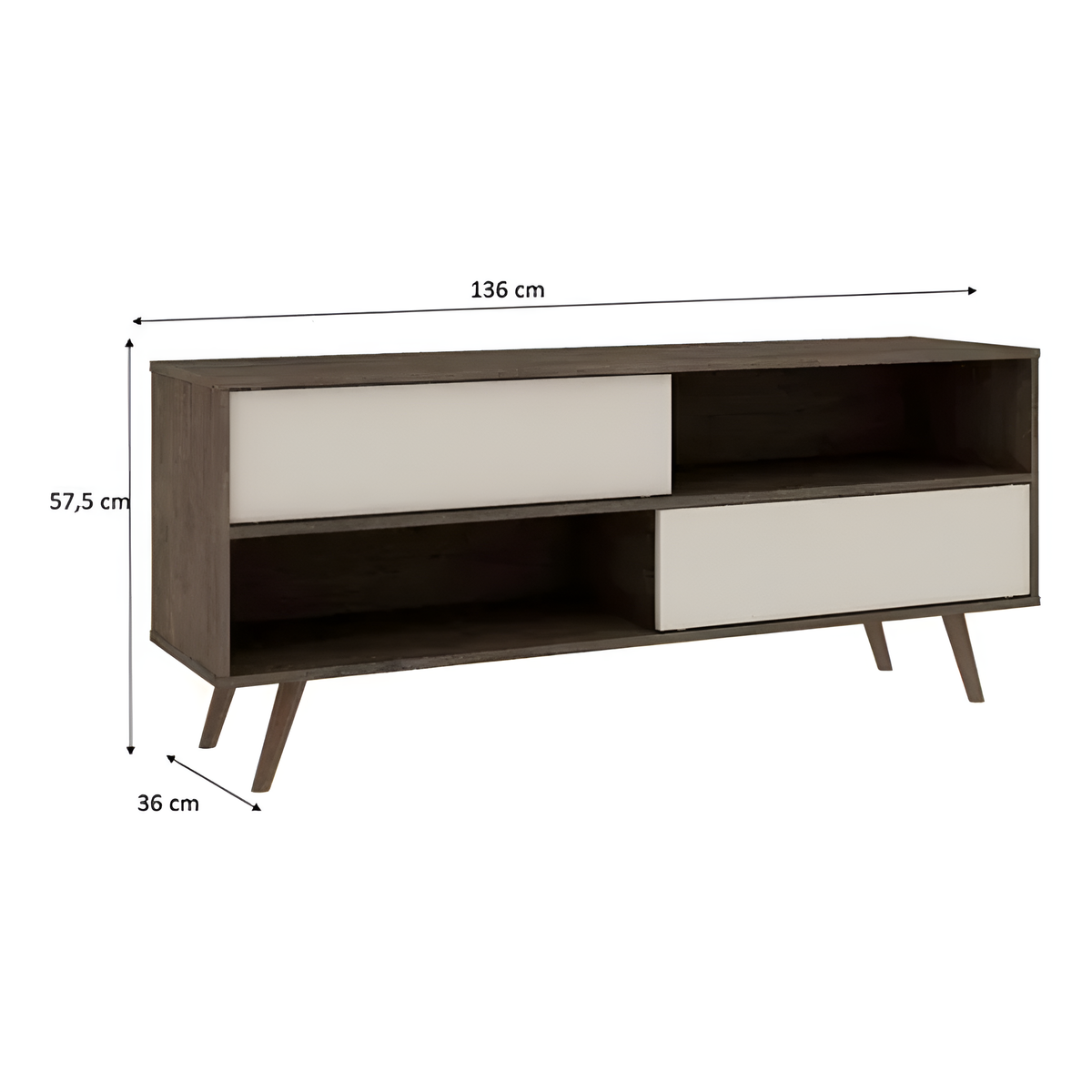 Rack Minimalista Tv 2 Puertas 2 Estantes Mdf Marrón Y Blanco®