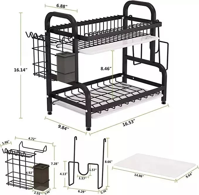 Escurridor De Platos 2 Niveles De Metal Acero Inoxidable Ch®