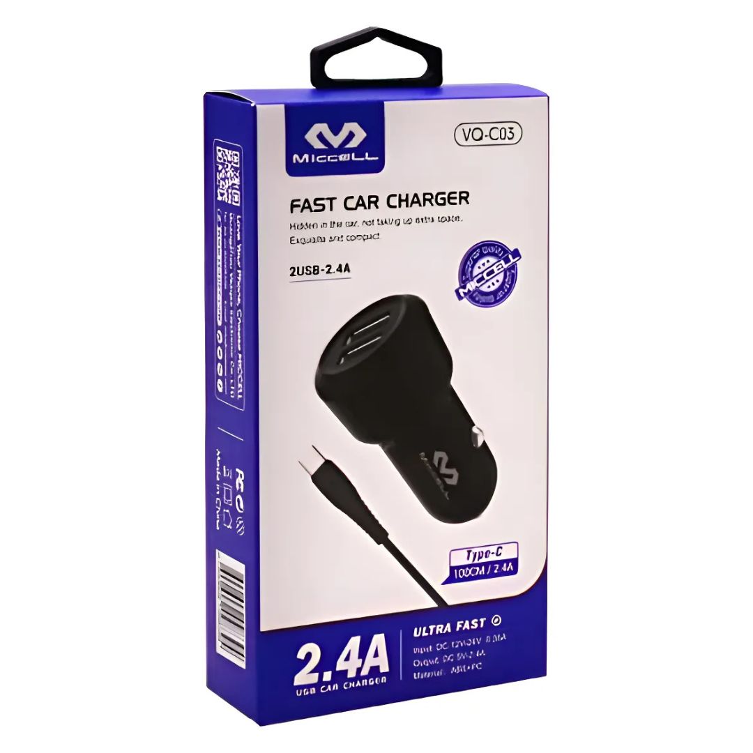 Cargador P/auto Miccell C03 2x Usb + C/usb-c®