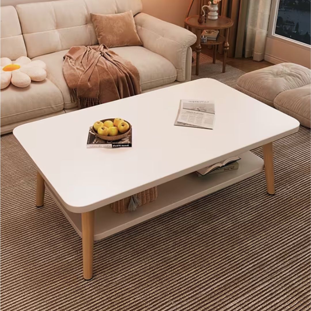 Mesa De Centro Ratona Moderna Blanca Con Estante 80cm®