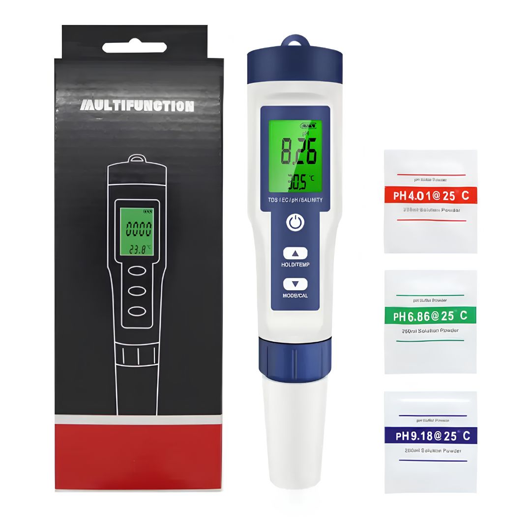 Medidor digital profesional de calidad del agua 5 en 1 PH®