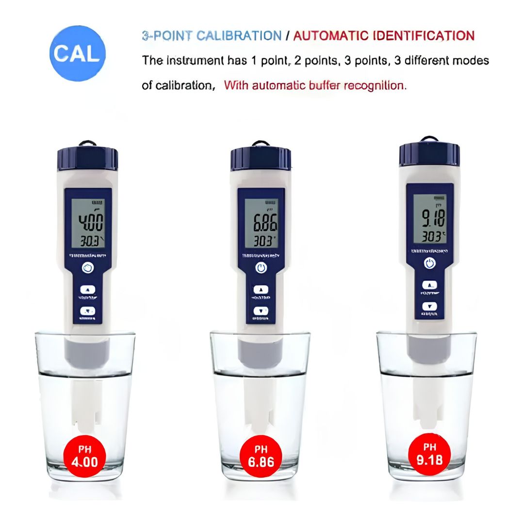 Medidor digital profesional de calidad del agua 5 en 1 PH®