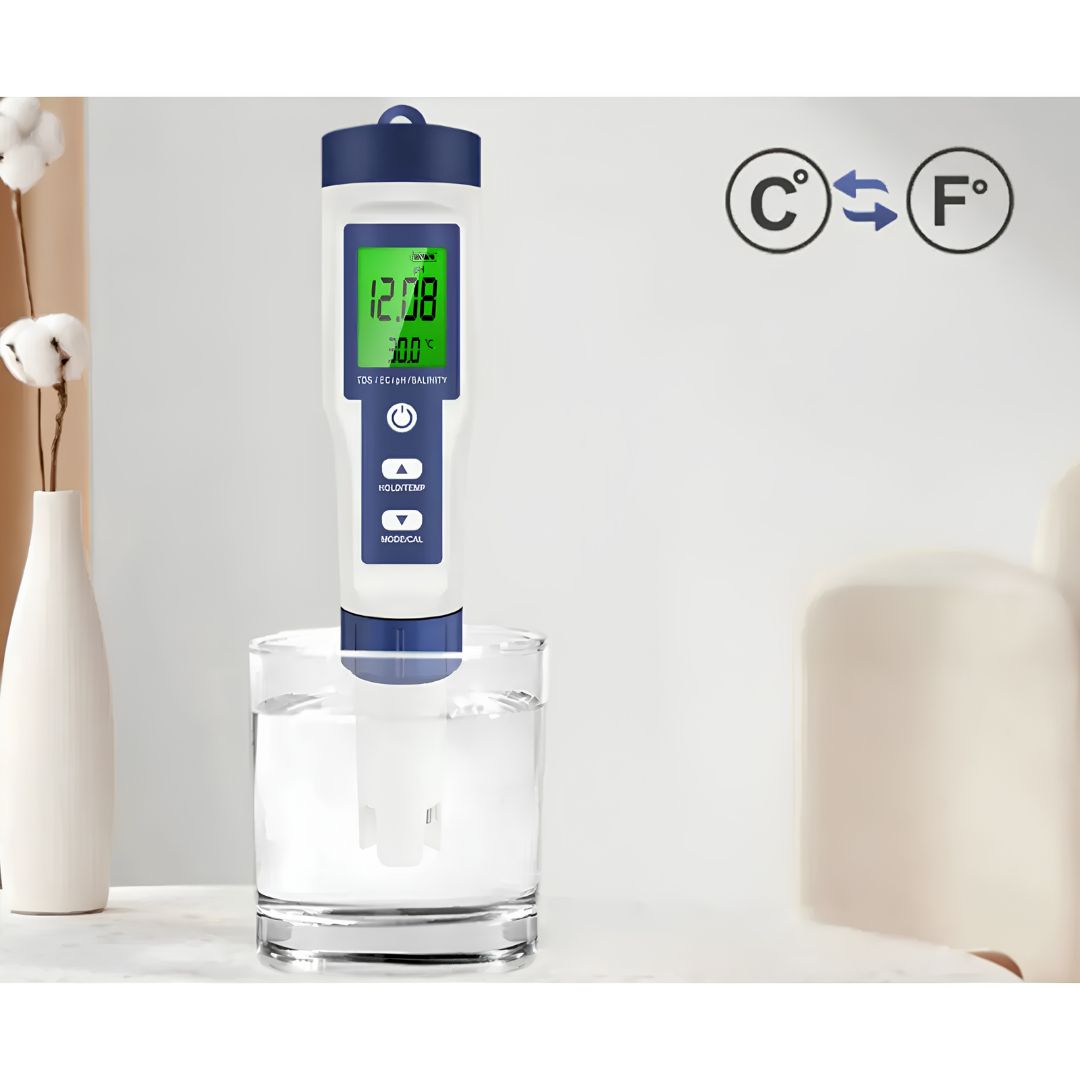 Medidor digital profesional de calidad del agua 5 en 1 PH®