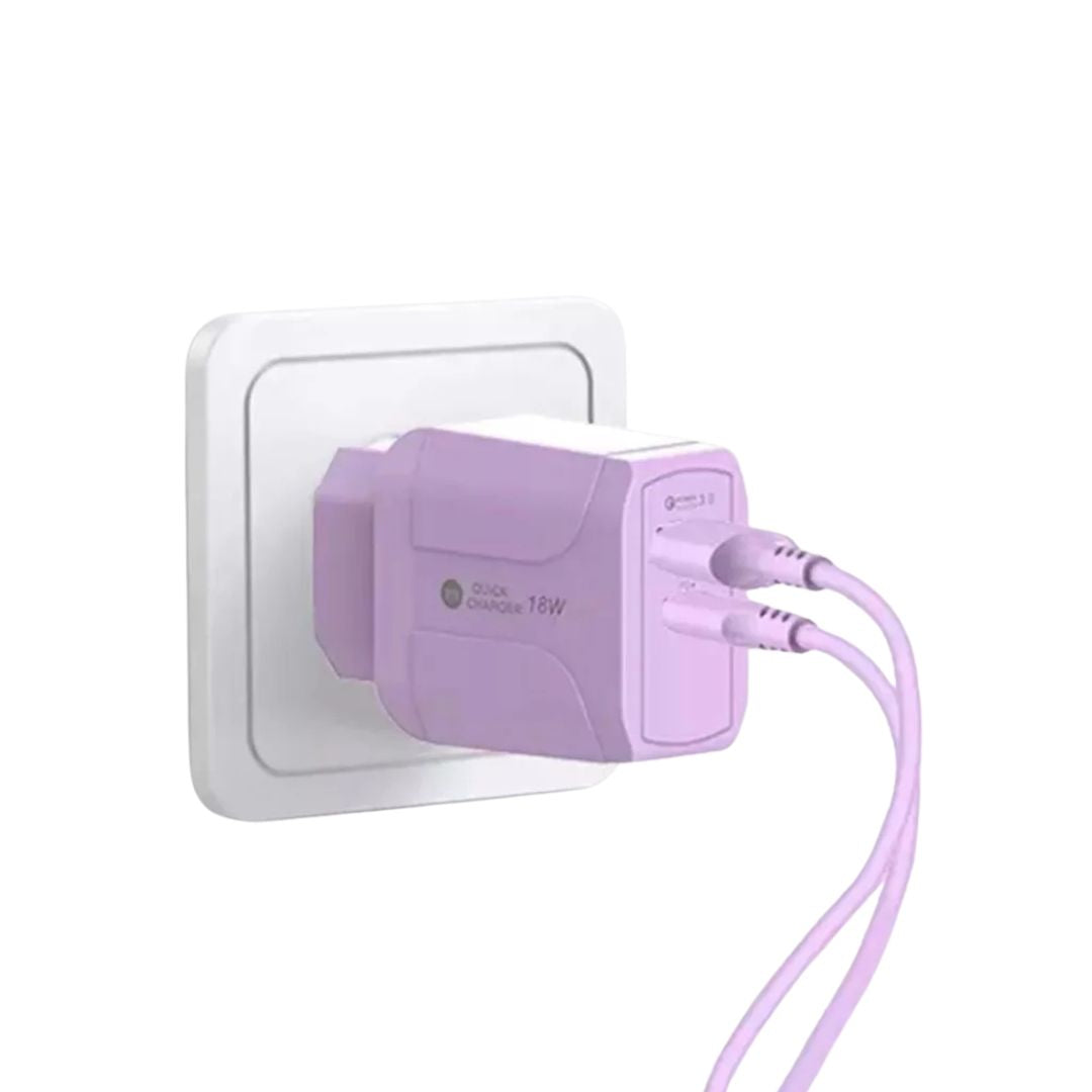 Cargador Dos Entradas Usb 3.0a Y Usb Tipo C Carga Rápida®