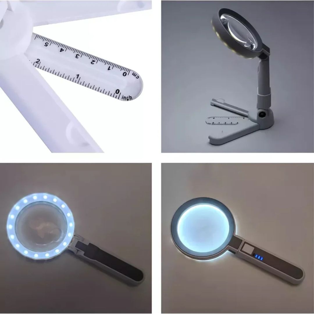 Lupa De Mesa 2.5x Y 8.25x Con Luz Led Blanca®