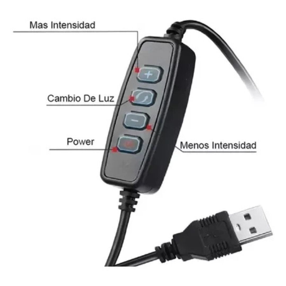 Aro de Luz 36cm con 3 Soportes para celular y Trípode de 2.1 metros®