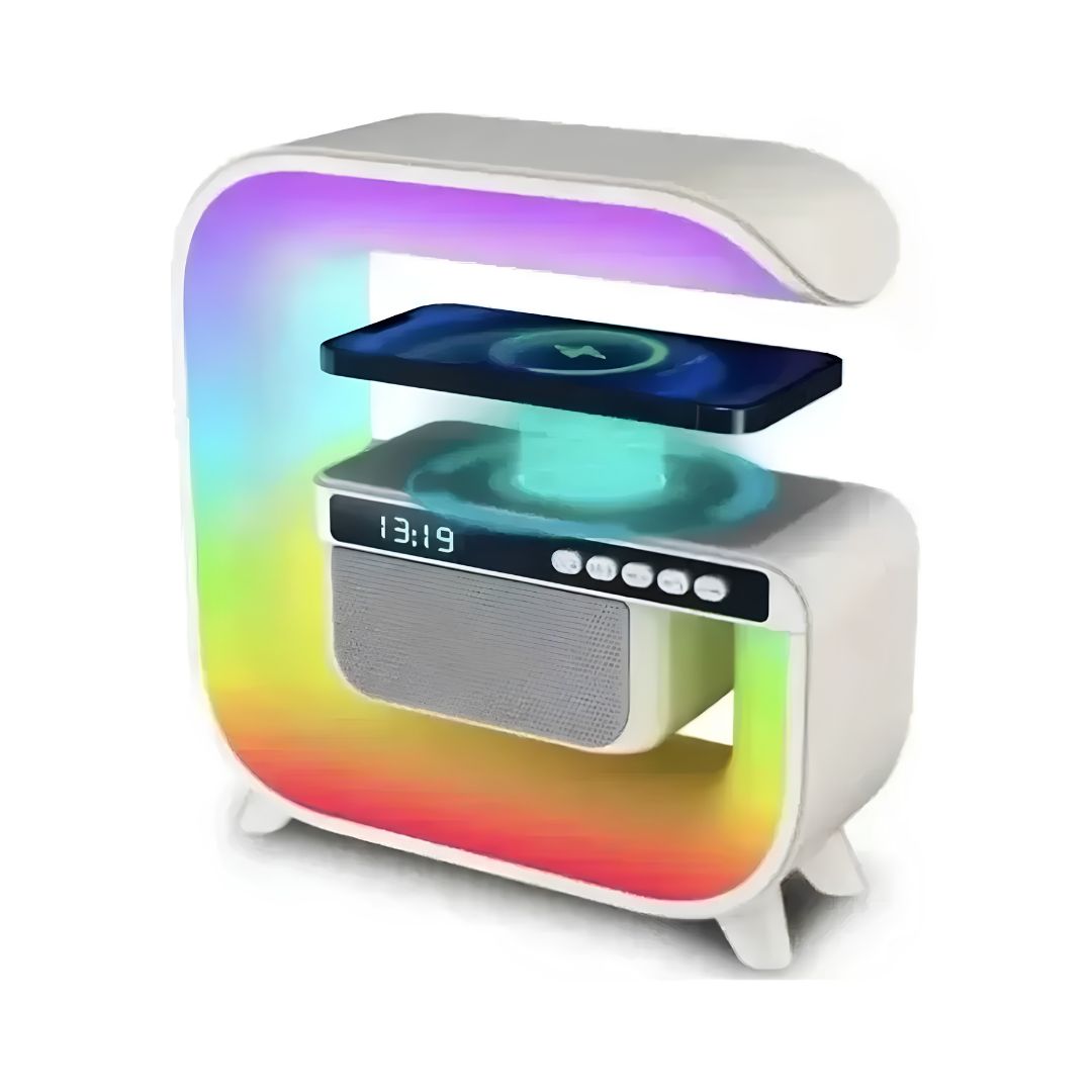 Veladora Parlante Reloj Cargador Portátil 5 En 1 Cuadrada®