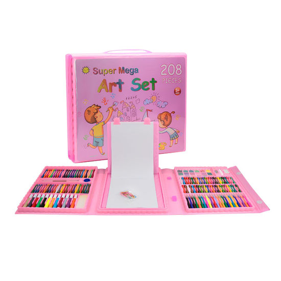 Set Kit De Arte 208 Piezas Valija Infantil Con Atril Rosado®