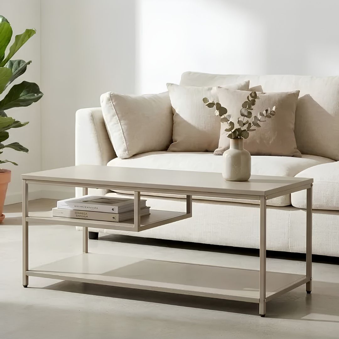 Mesita Ratona Estilo Industrial Mdf/metal Beige Con Estante®