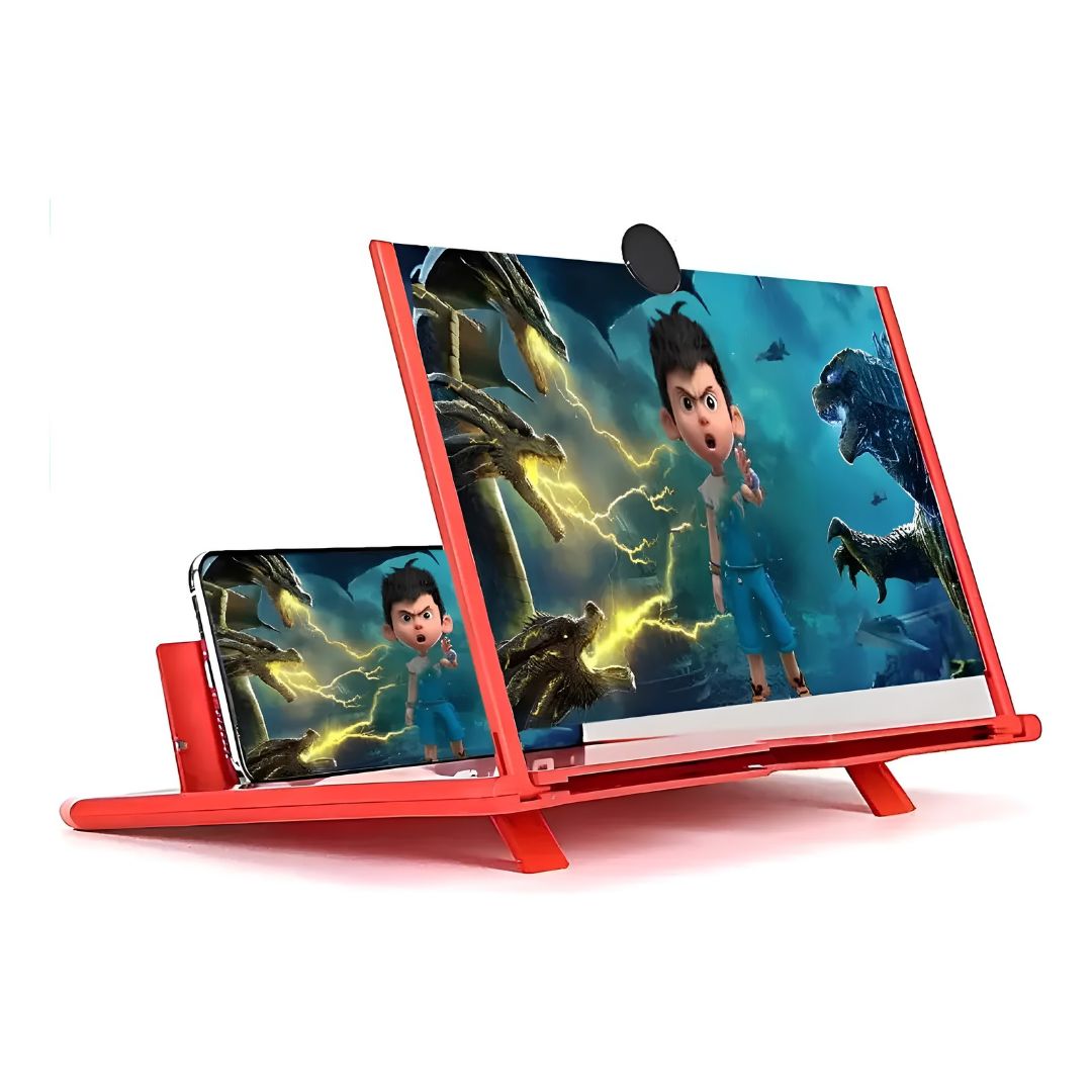 Pantalla Amplificadora 14pulg Celular+soporte Plegable Rojo®