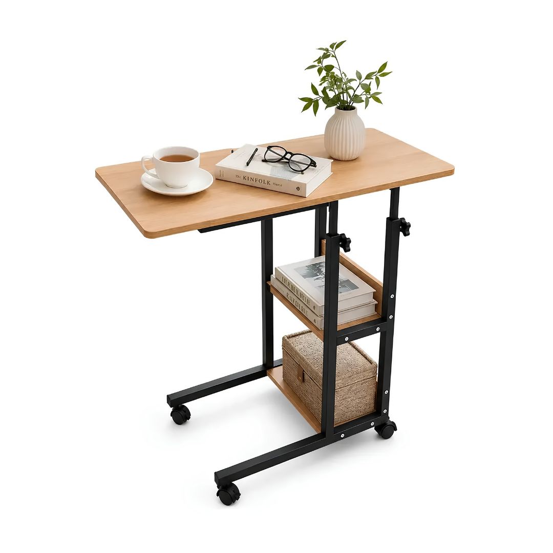 Mesa Auxiliar Premium Con Ruedas Estantes Regulable 80x40cm®