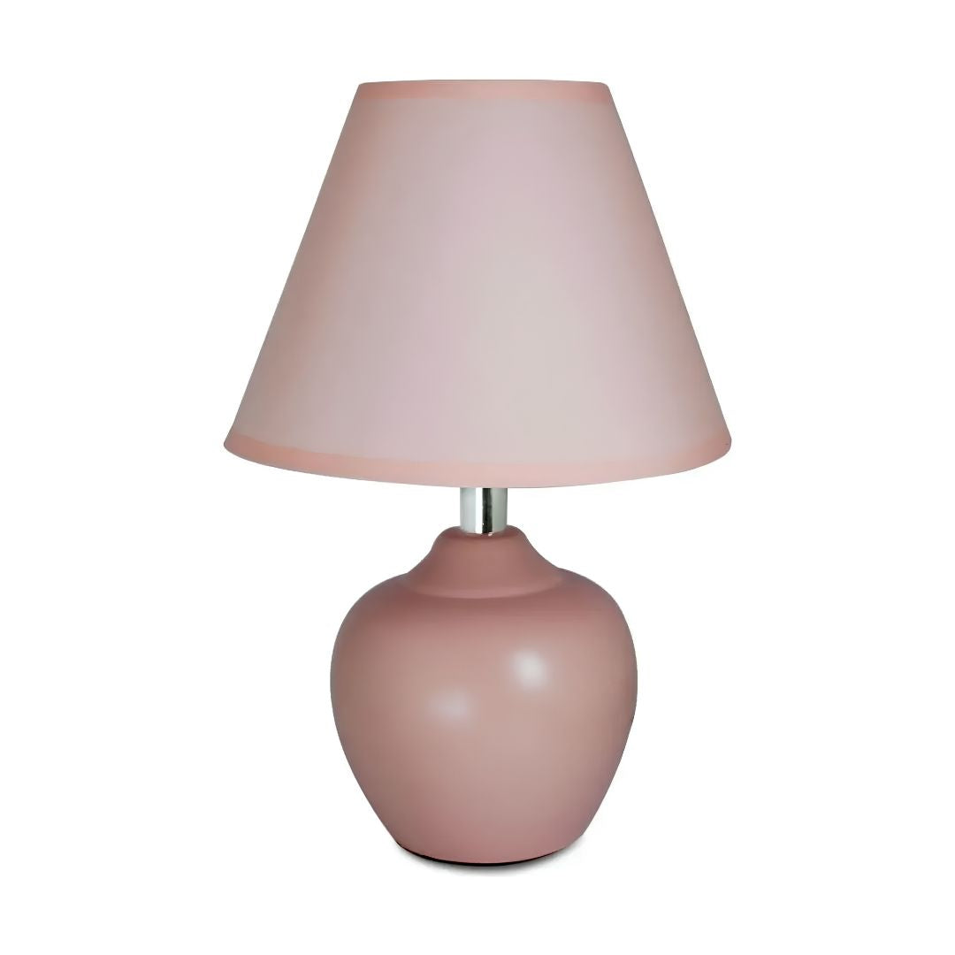 Lampara Portatil De Mesa Decorativa Base Cerámica Rosada®