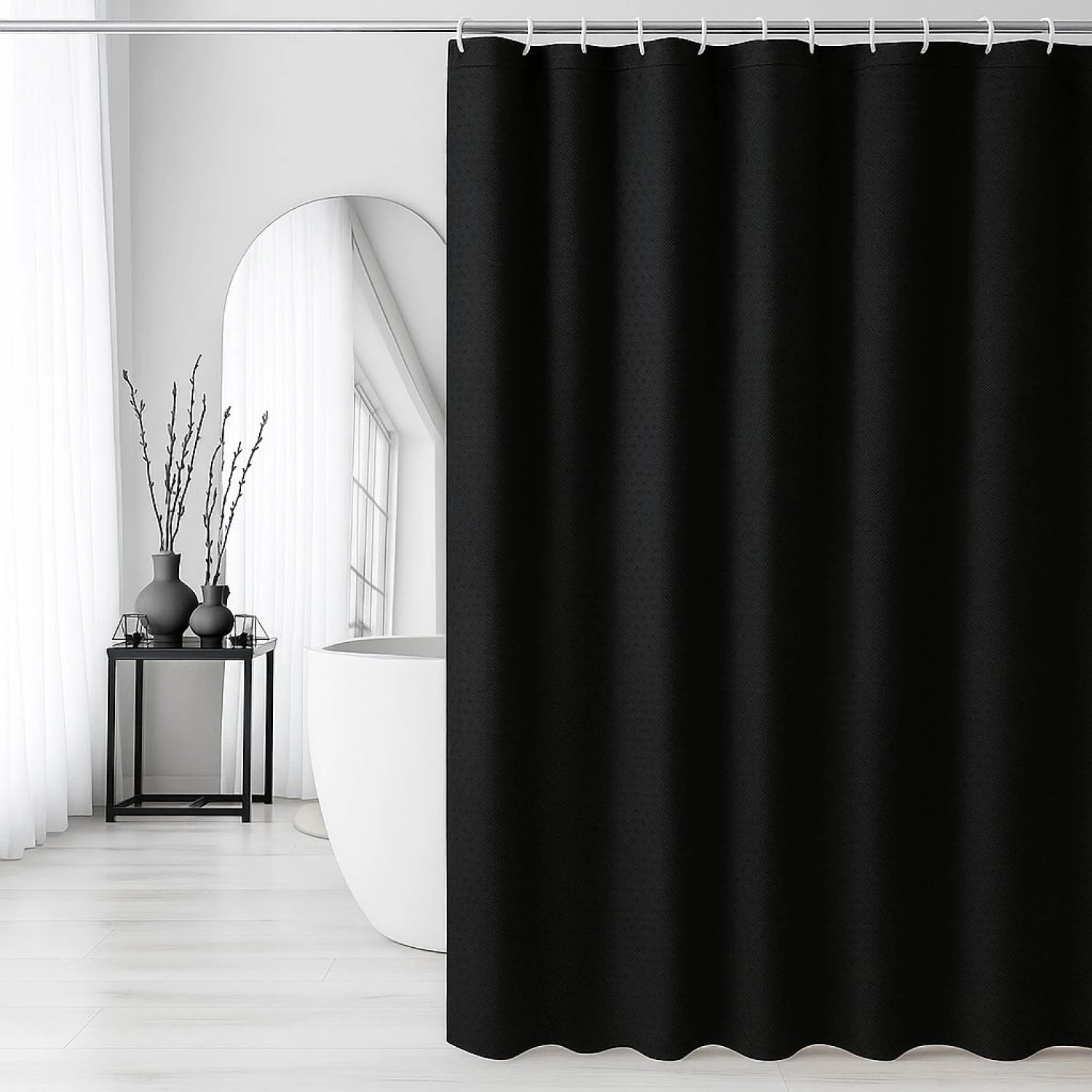 Cortina De Baño Impermeable Diamante 180x180 Negro Calidad®