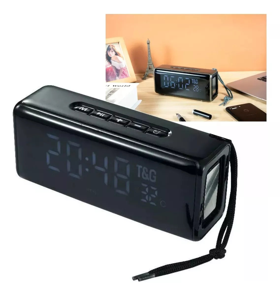 Parlante Tyg Reloj Digital Despertador Tg-174 Bluetooth Sd®