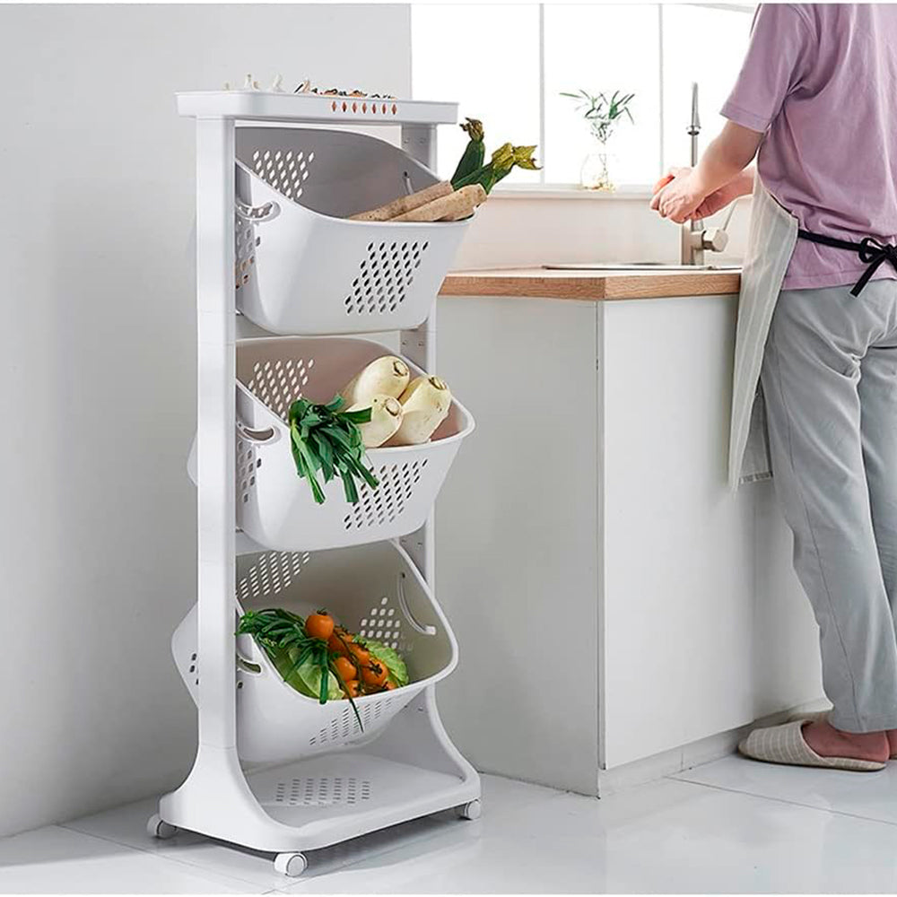 Organizador Transportable 3 Cestos Y Estante Para Baño