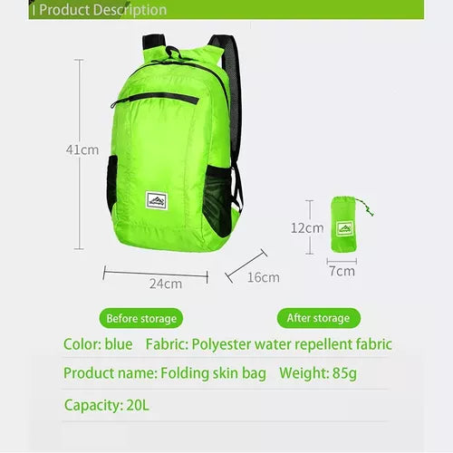 Mochila Impermeable Plegable Portátil Ultraligera 20litros C