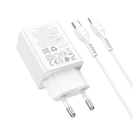 Cargador Hoco N71 30w Usb-c+ Lightning®