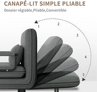 Sofá Cama 1 Cuerpo Gris Plegable Con Almohadón 60x68x85cm®
