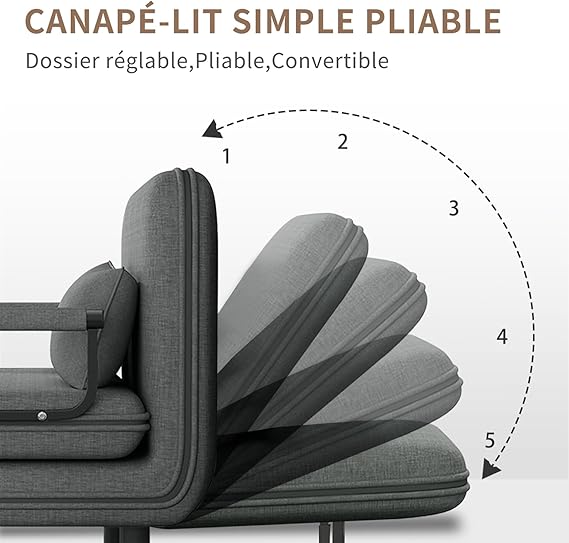 Sofá Cama 1 Cuerpo Gris Plegable Con Almohadón 60x68x85cm®