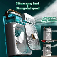 Ventilador Portatil Mini 3en1 Aire Frio Y Humidificador Led®