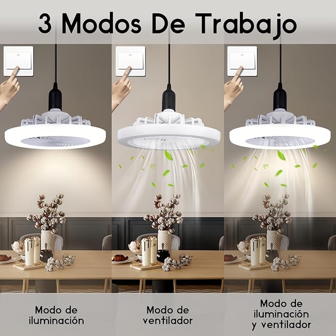 Lampara Led Con Ventilador Incorporado Y Control Remoto ®