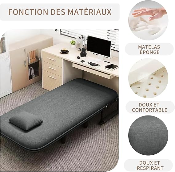 Sofá Cama 1 Cuerpo Gris Plegable Con Almohadón 60x68x85cm®