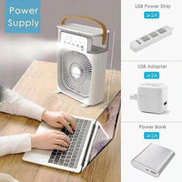 Ventilador Portatil Mini 3en1 Aire Frio Y Humidificador Led®