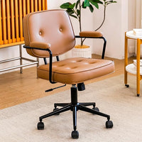 Silla De Oficina Vintage Cuero Sintético Ruedas 360®