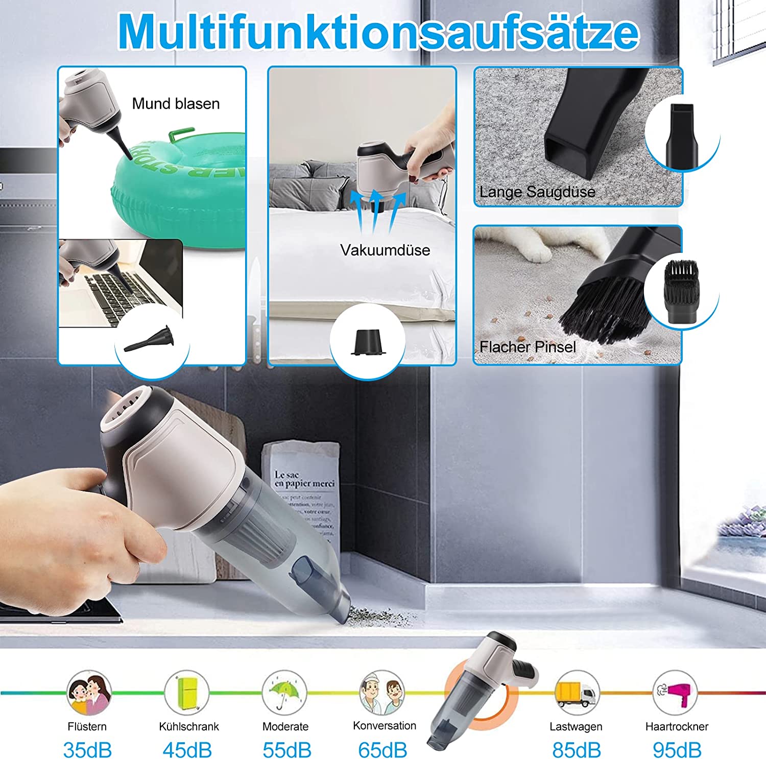 Aspiradora De Mano Inalámbrica 4 En 1 2000mah Profesional®