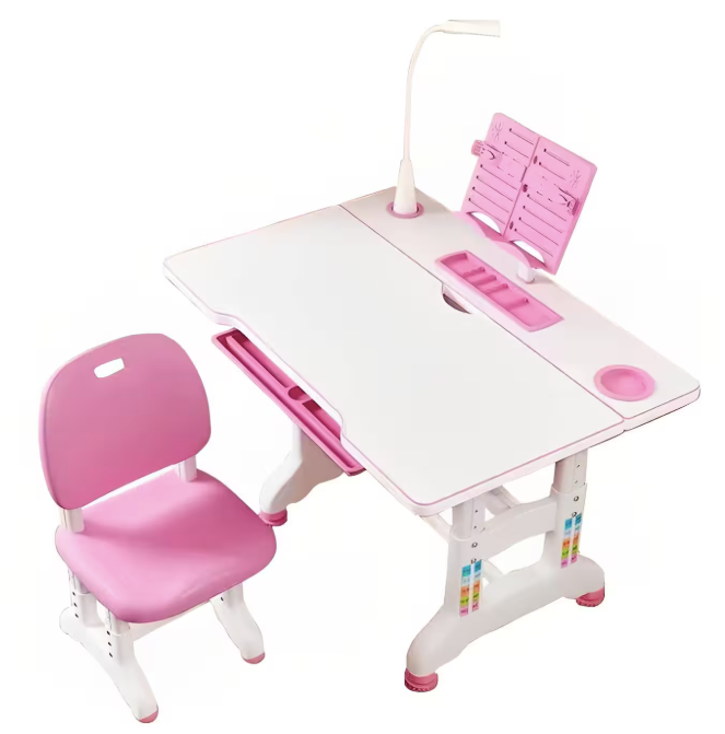 Escritorio Infantil Con Silla Accesorios Y Altura Ajustable Rosa®