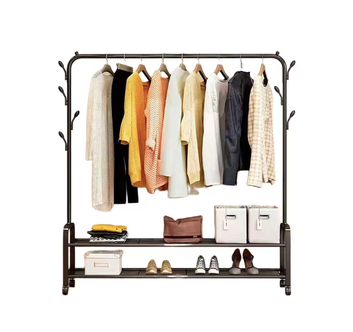 Perchero De Metal Negro Con Ruedas Practico 105x34x155 Cm®