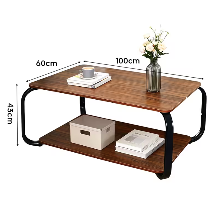 Mesa Ratona Metal+mdf Marron 2 Niveles Estante 100x60cm®