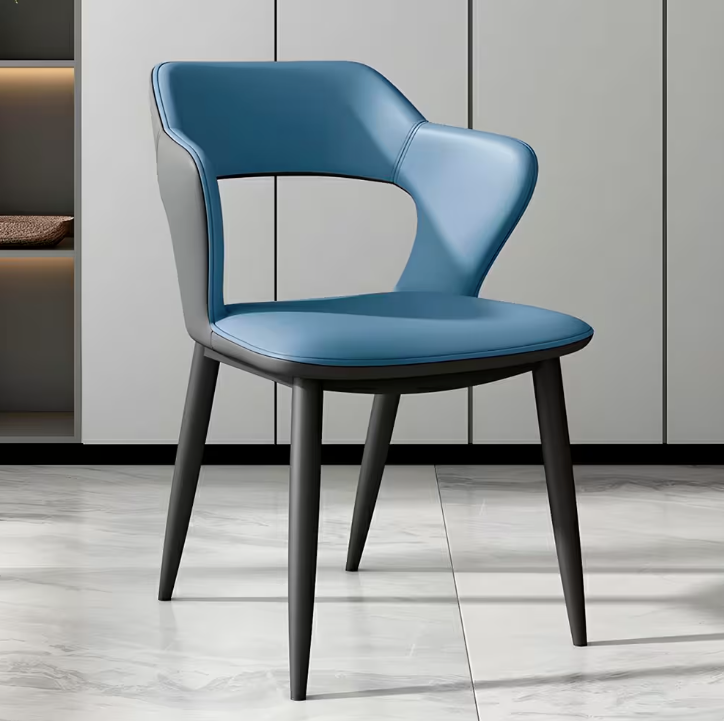 Silla De Comedor Recepción Tapizada 4 Patas Calidad Premium Azul®