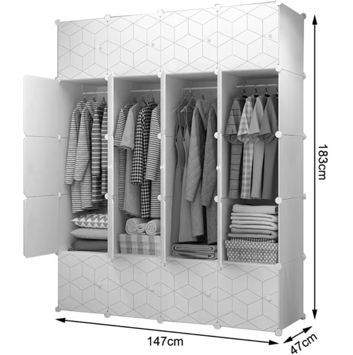 Ropero Modular Abs Plástico Organizador 147cm Resistente®