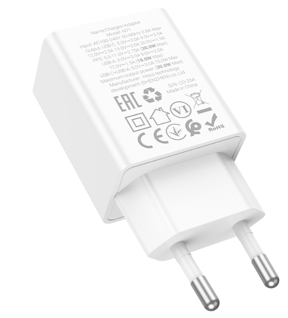 Cargador Hoco N71 Pd30w+qc3.0 Con Cable Tipo C A C De 1 M®