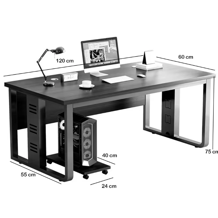 Escritorio De Oficina Comodo Moderno Mdf Y Metal 120x75cm®