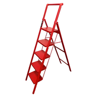 Escalera Metálica Roja Tijera 5 Escalones 155cm 150kg®