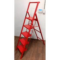 Escalera Metálica Roja Tijera 5 Escalones 155cm 150kg®