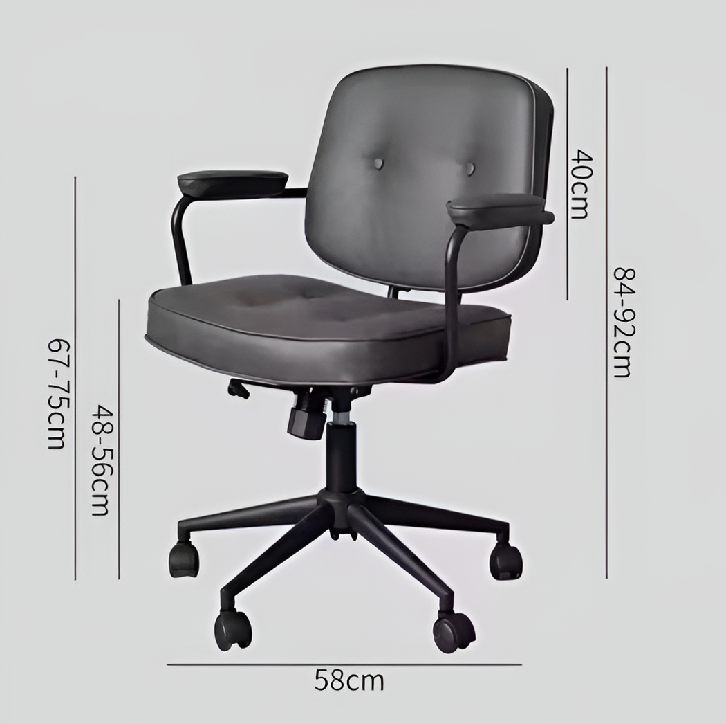 Silla De Oficina Vintage Cuero Sintético Ruedas 360®