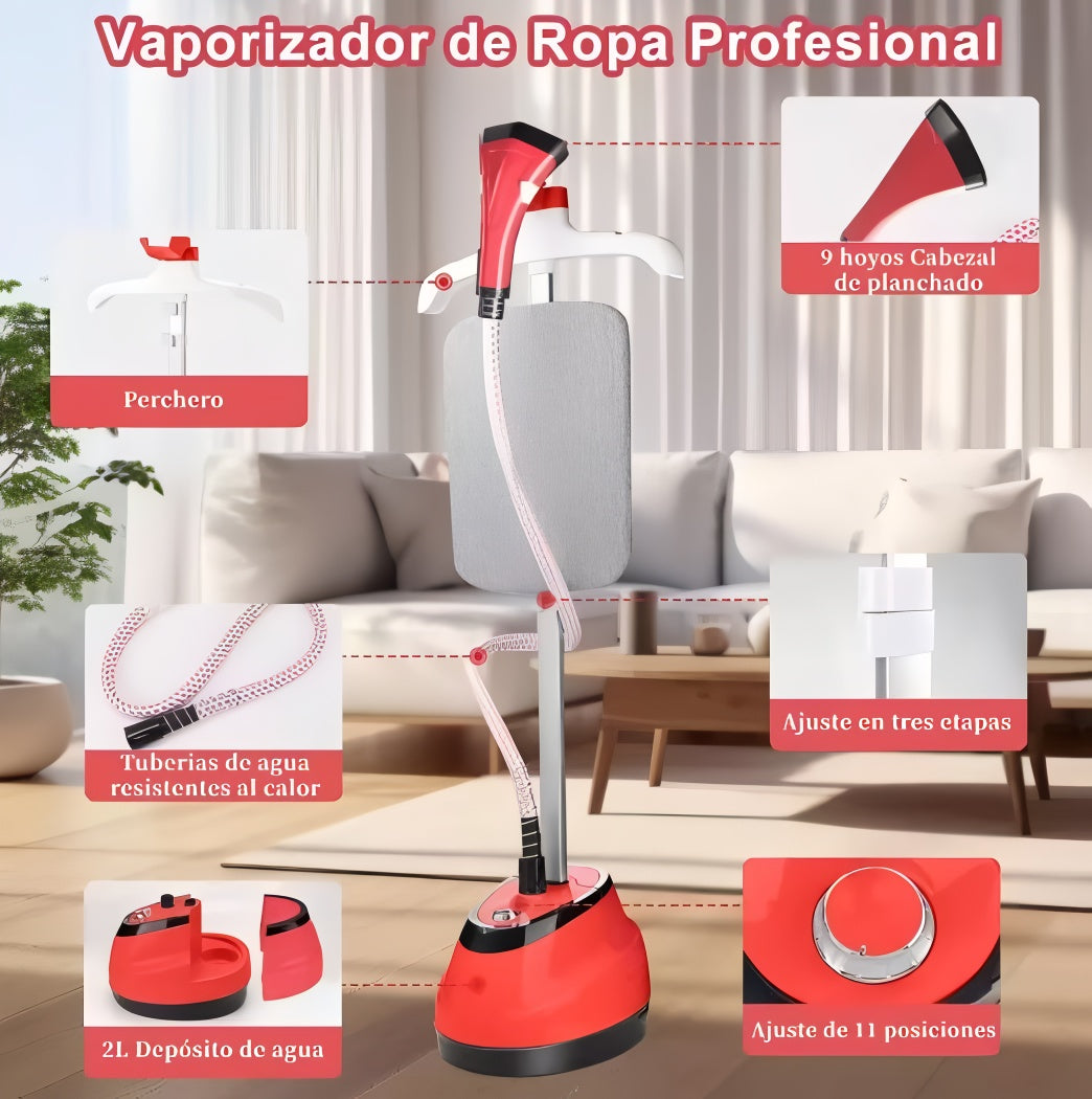 Plancha A Vapor Vertical 2 En 1 2000w Ajustable Tanque 2l®