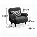 Sofá Cama 1 Cuerpo Reclinable Plegable Con Boza Brazos Gris®