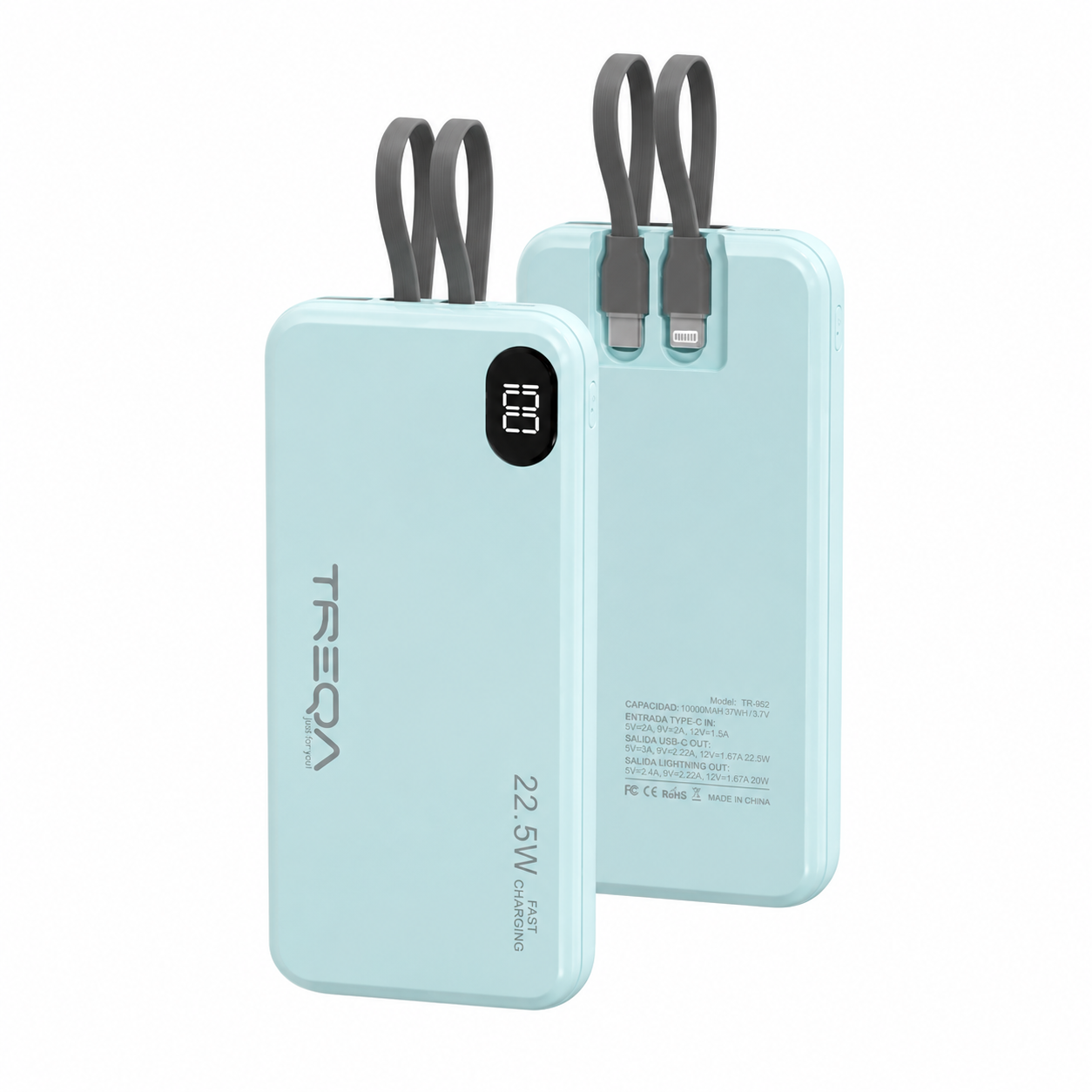 Cargador Inalambrico Portatil Treqa 10000 Mah Carga Rapida®
