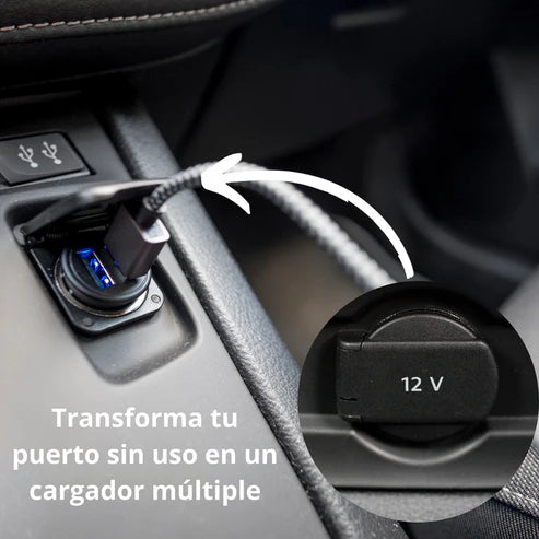 Cargador Para Auto Treqa 2 Usb Usb Color Plomo Práctico®