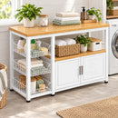 Organizador de cocina 3 canastos y 2 puertas blanco y natural