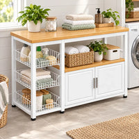 Organizador de cocina 3 canastos y 2 puertas blanco y natural